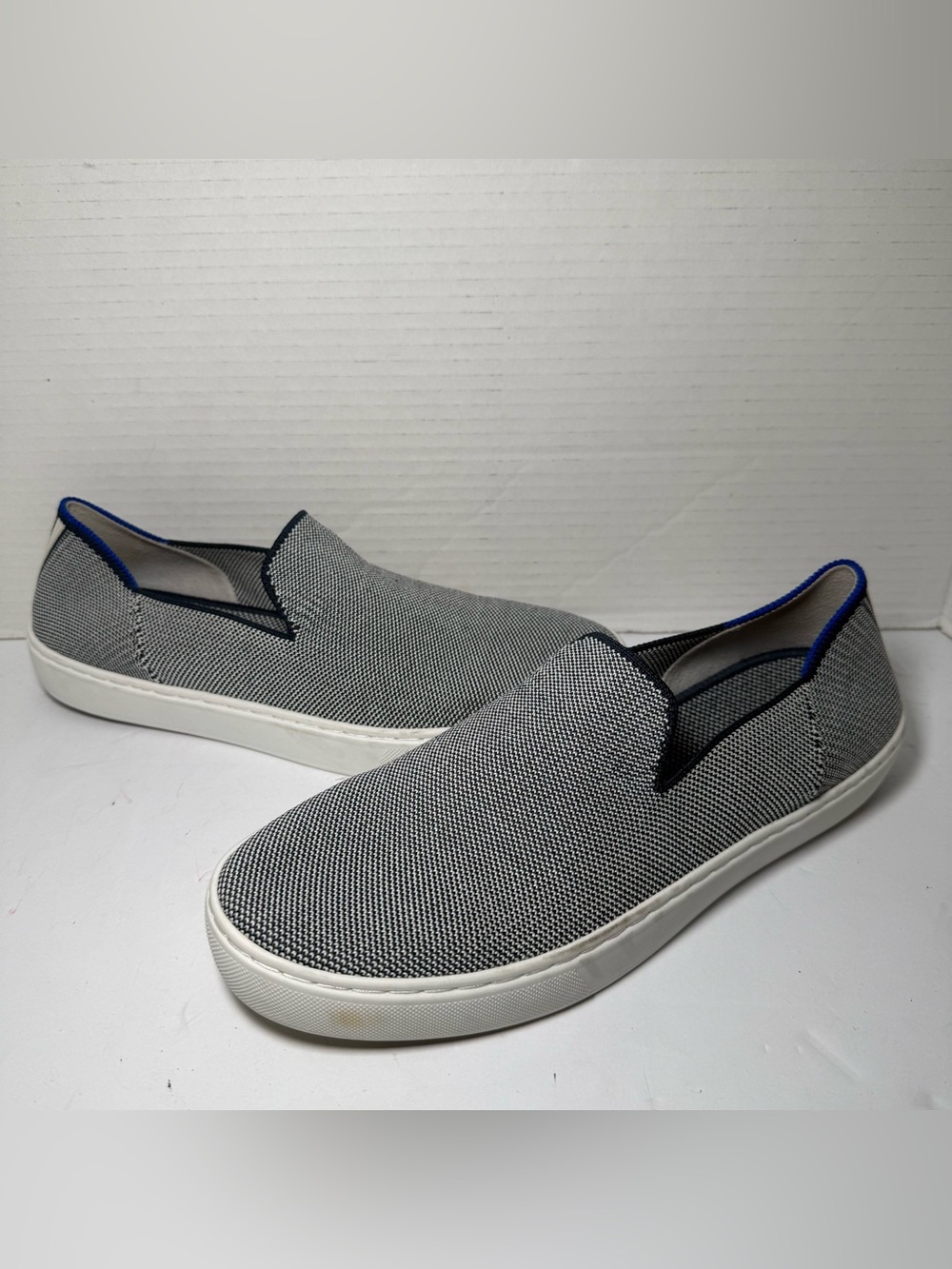 Rothy's Shoes Womens Size 9 Gray Navy Knit Slip On Flats Casual Washable Eco